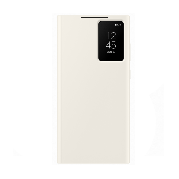 Samsung Galaxy S23 Ultra Smart View Portemonnee Hoesje Crème